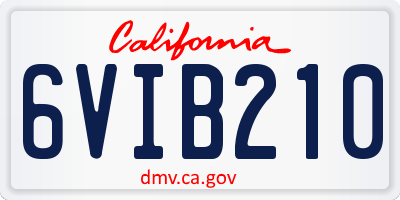 CA license plate 6VIB210