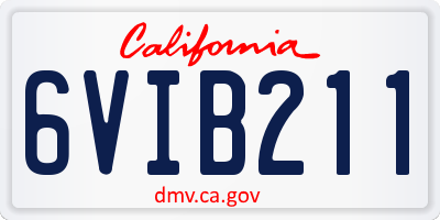 CA license plate 6VIB211