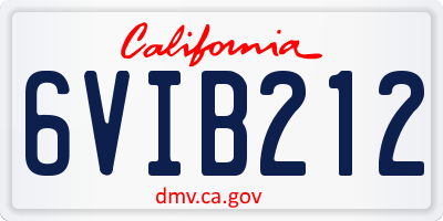 CA license plate 6VIB212