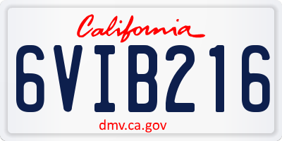 CA license plate 6VIB216