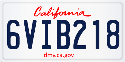 CA license plate 6VIB218