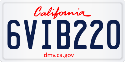 CA license plate 6VIB220