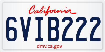 CA license plate 6VIB222