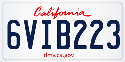 CA license plate 6VIB223