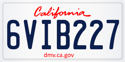 CA license plate 6VIB227