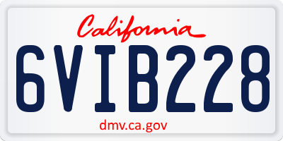 CA license plate 6VIB228