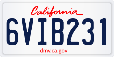 CA license plate 6VIB231