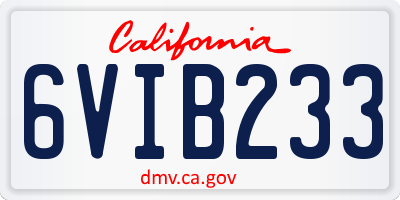 CA license plate 6VIB233
