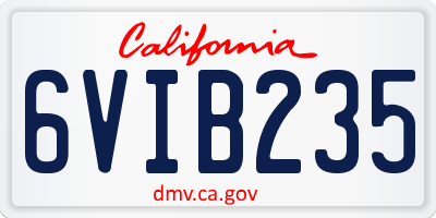 CA license plate 6VIB235