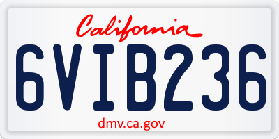 CA license plate 6VIB236