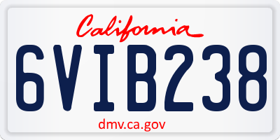 CA license plate 6VIB238