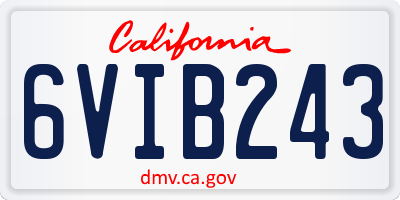 CA license plate 6VIB243