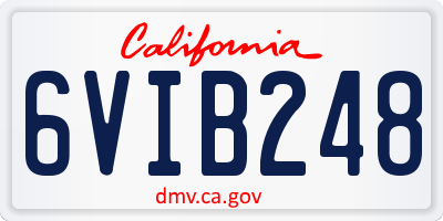 CA license plate 6VIB248