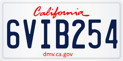 CA license plate 6VIB254