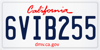 CA license plate 6VIB255