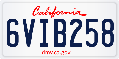 CA license plate 6VIB258