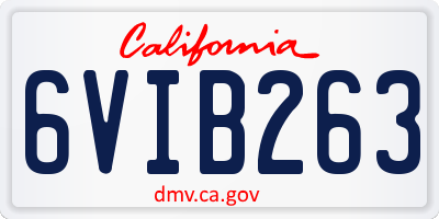 CA license plate 6VIB263