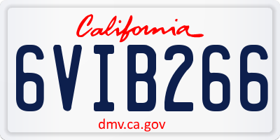 CA license plate 6VIB266