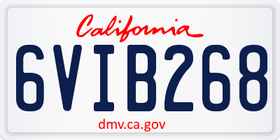 CA license plate 6VIB268