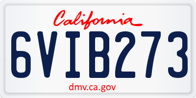 CA license plate 6VIB273
