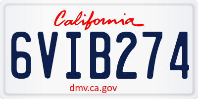CA license plate 6VIB274