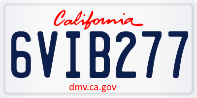 CA license plate 6VIB277