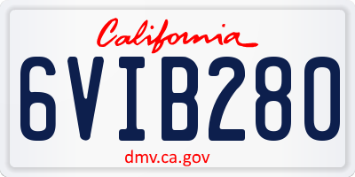 CA license plate 6VIB280