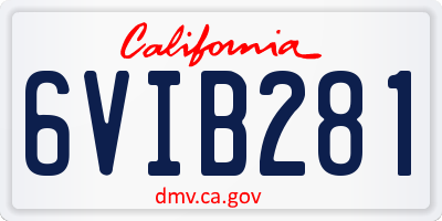 CA license plate 6VIB281