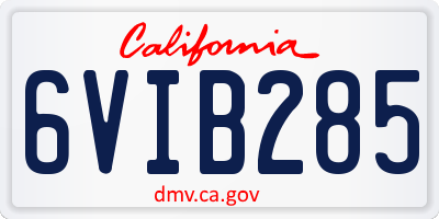CA license plate 6VIB285