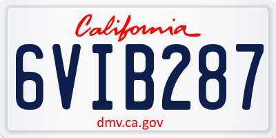 CA license plate 6VIB287