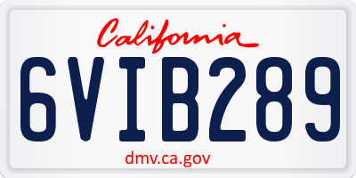 CA license plate 6VIB289