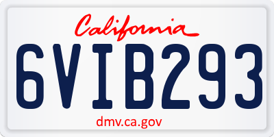 CA license plate 6VIB293