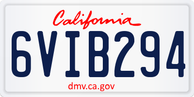 CA license plate 6VIB294