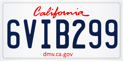 CA license plate 6VIB299