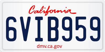 CA license plate 6VIB959