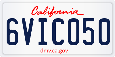 CA license plate 6VIC050