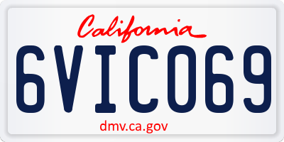 CA license plate 6VIC069