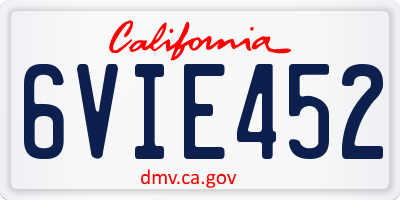 CA license plate 6VIE452