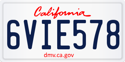 CA license plate 6VIE578