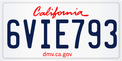 CA license plate 6VIE793