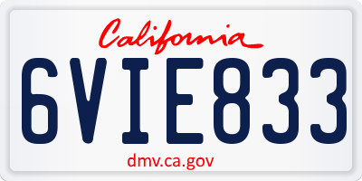 CA license plate 6VIE833