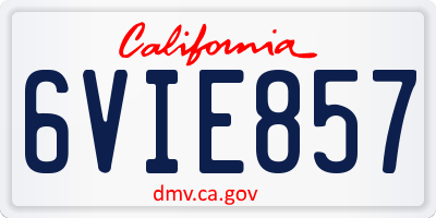 CA license plate 6VIE857