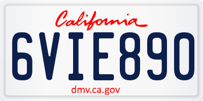 CA license plate 6VIE890