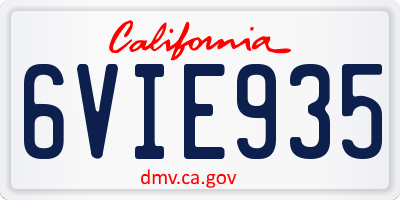 CA license plate 6VIE935