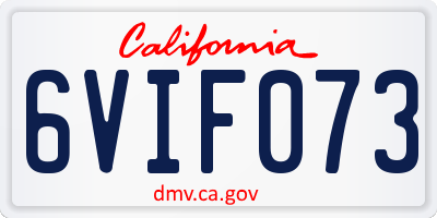 CA license plate 6VIF073
