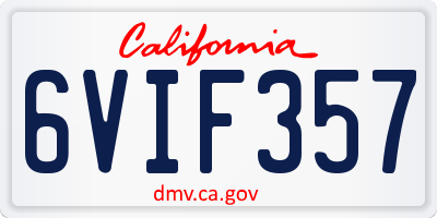 CA license plate 6VIF357