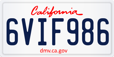 CA license plate 6VIF986