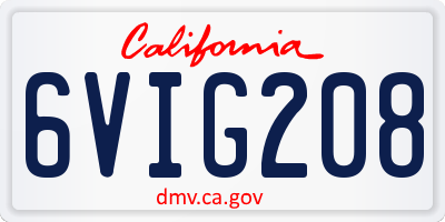 CA license plate 6VIG208