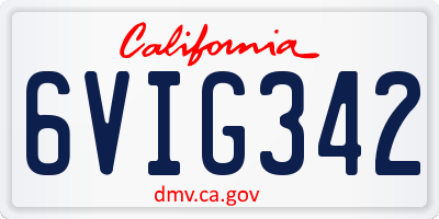 CA license plate 6VIG342