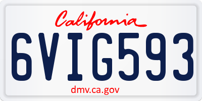 CA license plate 6VIG593